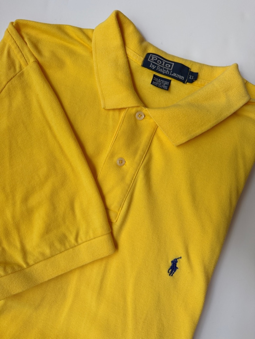 Vintage Polo by Ralph Lauren Yellow Short-Sleeve Polo with Navy Pony, Sz XL